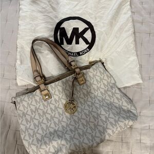 Michael Kors Cream Tote Bag with Signature MK Design